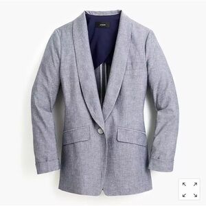 J Crew Unstructured Blazer Shawl Collar Cotton Blue Size 8 Jacket
